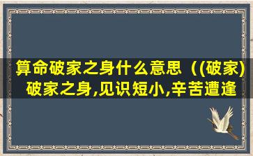 算命破家之身什么意思（(破家) 破家之身,见识短小,辛苦遭逢,灾祸至极）